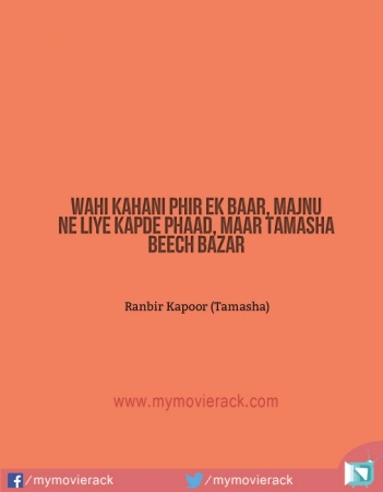 Wahi kahani phir ek baar, Majnu ne liye kapde phaad, maar tamasha beech bazar #quote #RanbirKapoor