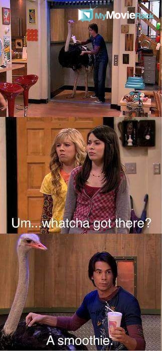 Carly: Um. Whatcha got there?
Spencer: A smoothie.