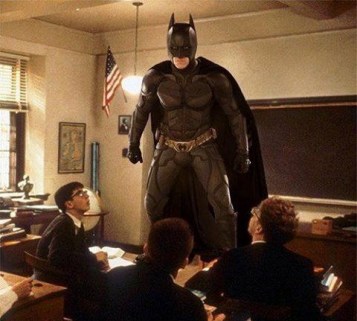 When you have to save the day but first gotta teach kids some life lessons! #Batman #Crossover