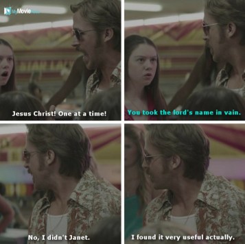 March: Jesus Christ! One at a time!
Janet: You took the lord's name in vain.
Holland March: No I