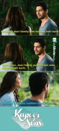 Arjun: Normally meri family aise behave nahi karti
Arjun: Correction, meri family public mein aise