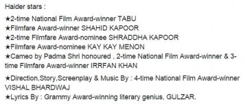 Too Much Talent In One Film! Cast Of @Haider - The Masterpiece.