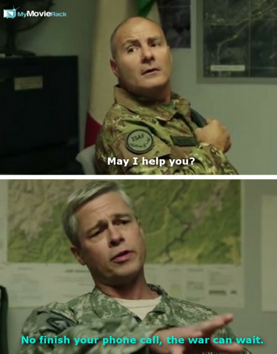 Receptionist: May I help you?
McMahon: No. Finish your phone call,  the war can wait. #quote