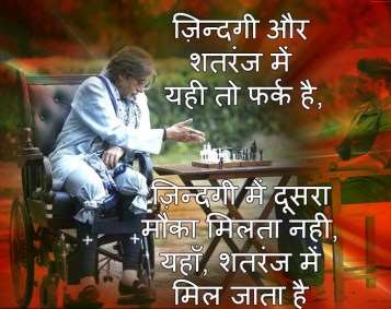 Zindagi aur shatranj main yahi to fark hai, zindagi main dusra mauka milta nhi, yaha shatranj main